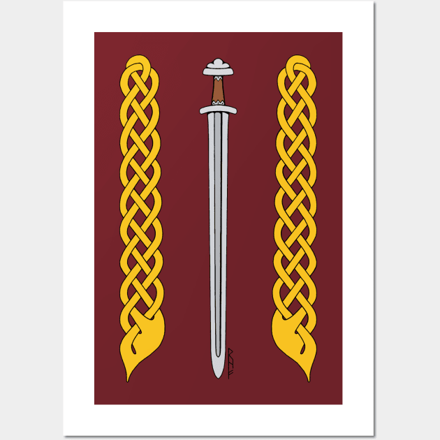 Viking Sword and Plaitwork Wall Art by AzureLionProductions